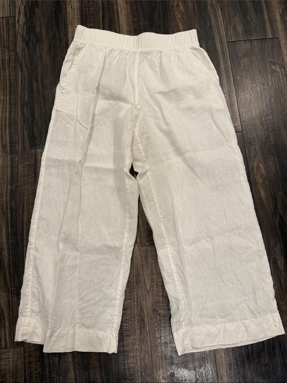 White Linen Wide-Leg Pants Size S
